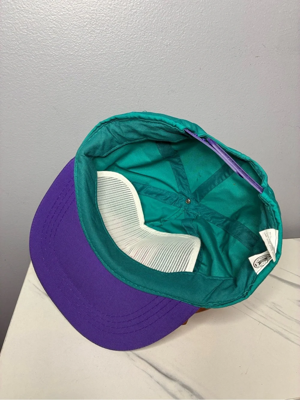 Embroidered Green & Purple Snapback Hat